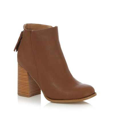 Brown 'Tralessa' high block heel ankle boots